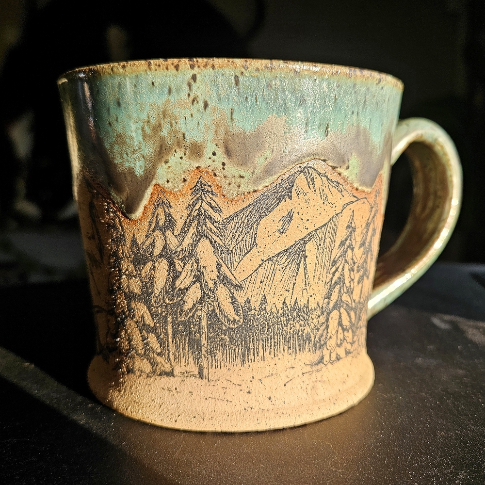 Rustic Mountain Scene Ceramic Mug - Picture 3 of 5